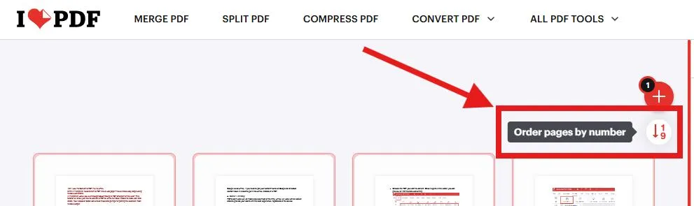 Order pages by number