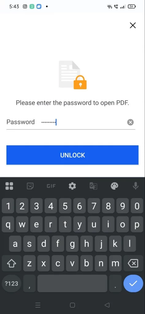 enter for password