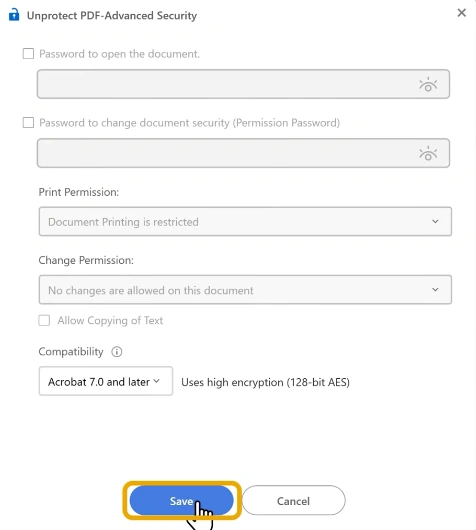 permissions password