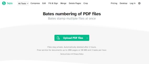 Add Bates Number Using Online tool