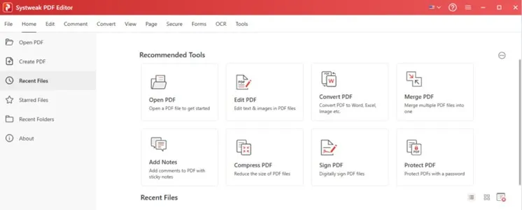 Systweak PDF Editor Home