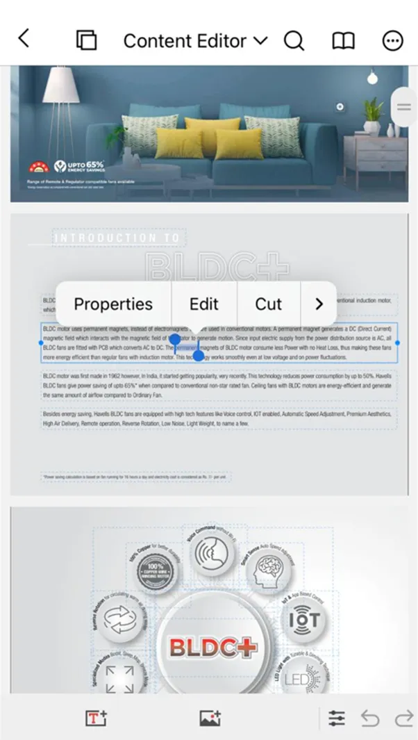 long tap at any para