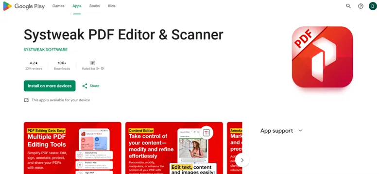 systweak pdf editor play store