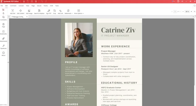 Open resume PDF