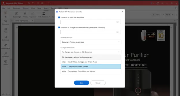 change the document permissions