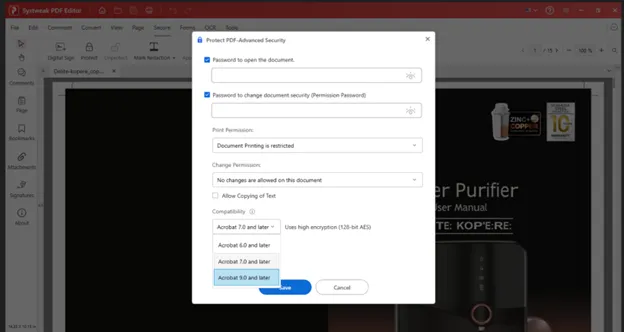 choose the Acrobat Compatibility
