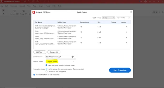 choose the output folder to save pdf