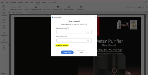 click on advanced security link