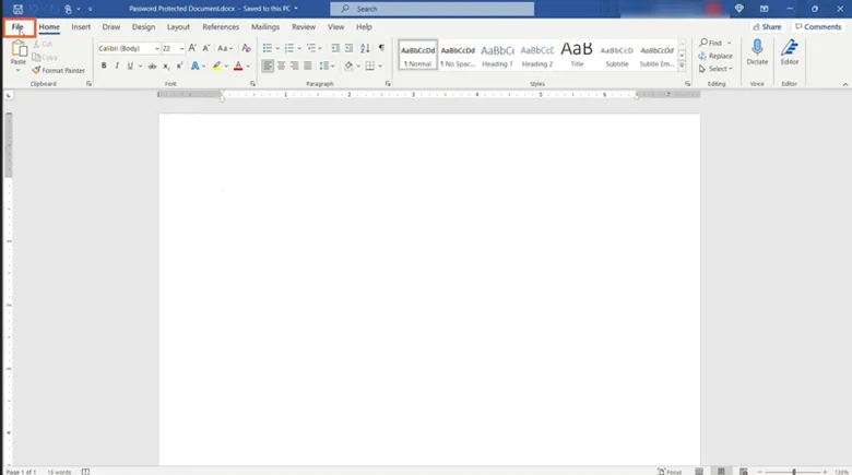click on file tab in MS word