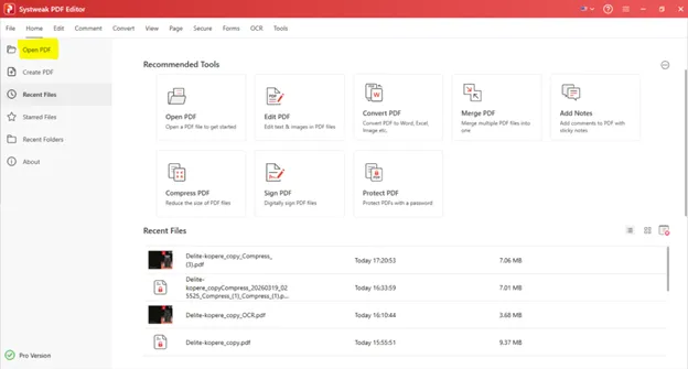 click on open pdf button