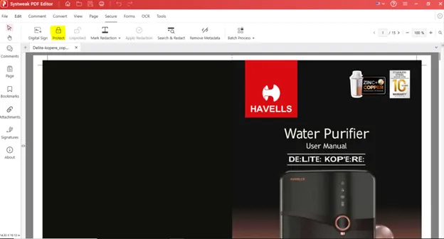 click on protect button