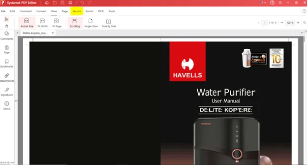click on secure tab from the top bar