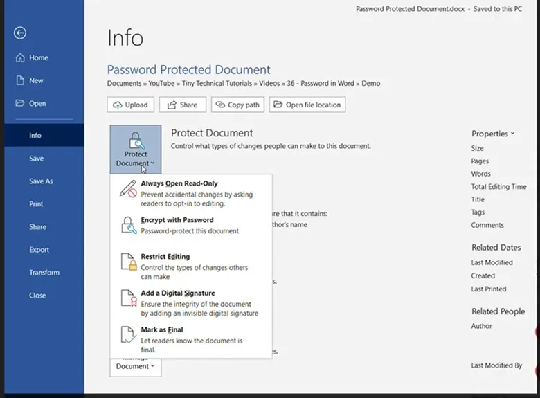 click protect document