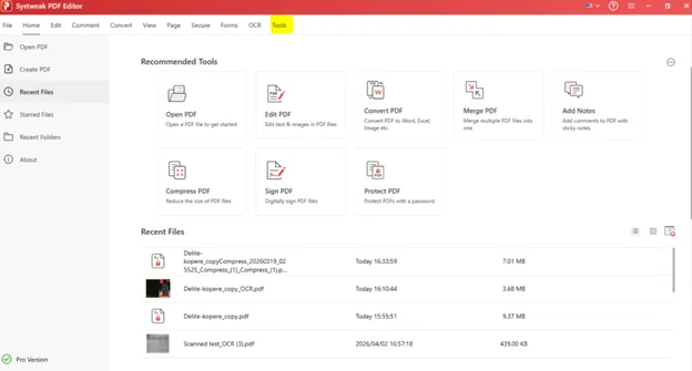 click tool option from taskbar