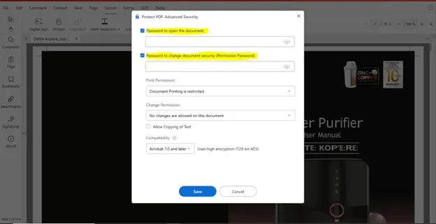 prompt to set the password