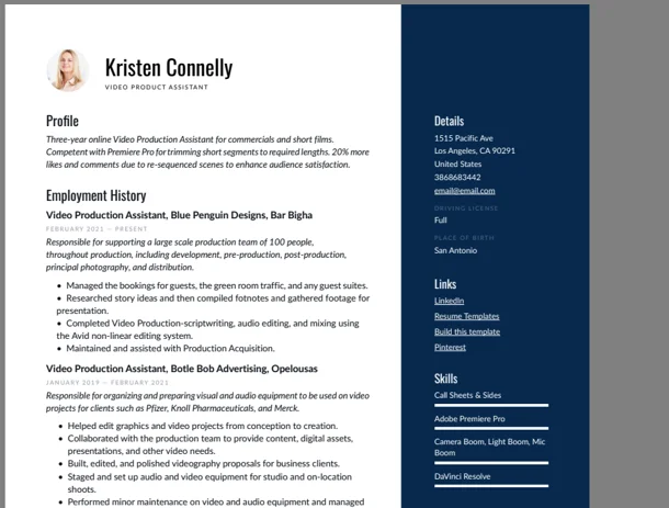 resume we used for testing