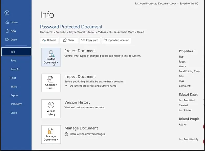 select info from left menu