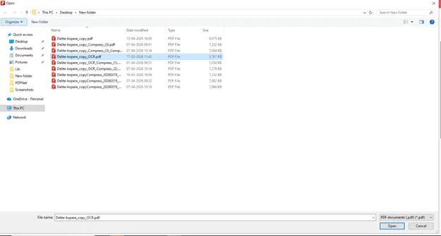 select the pdf and open to import