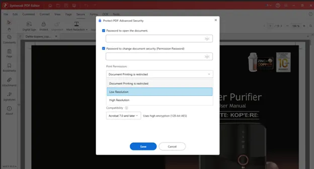 set the print permissions