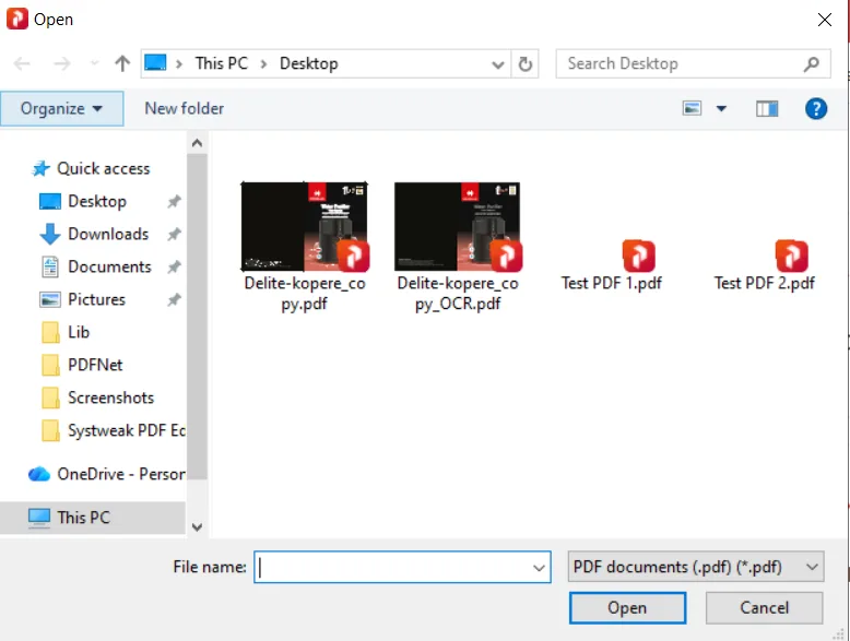 Choose the PDF file