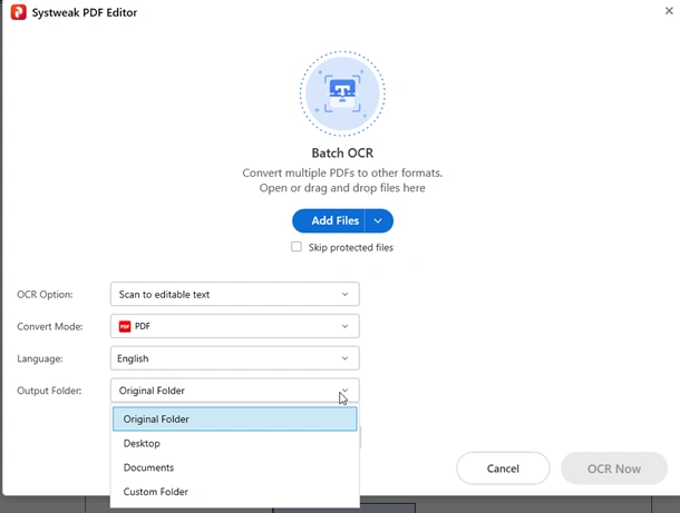Choose where to save the converted files