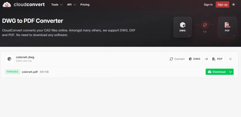 Converted file will be downloaded