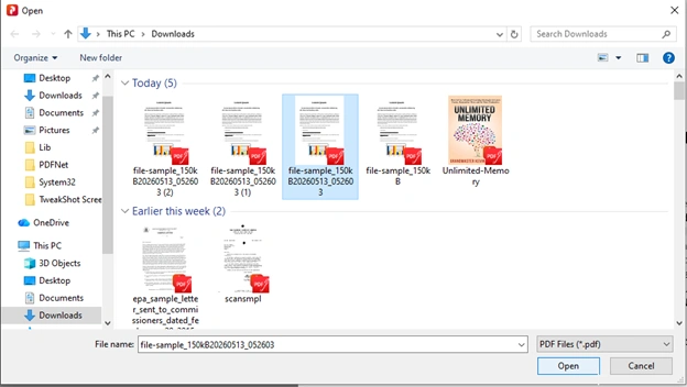 Select the file to open
