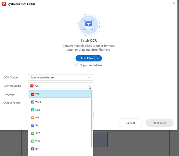 choose output formats