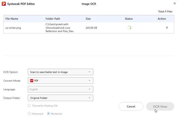 start OCR processing