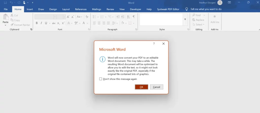 Convert the PDF document to Word