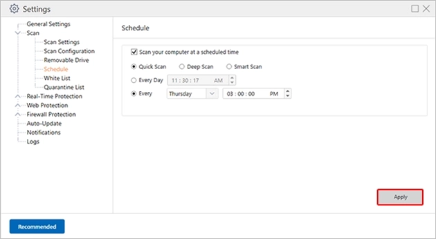 Schedule Time Applied