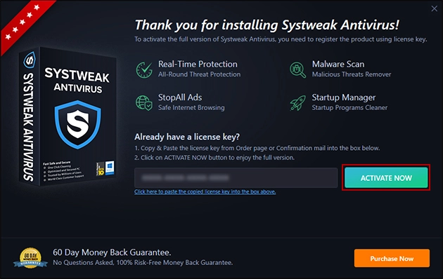 Systweak Antivirus Left Panel