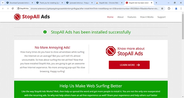StopAll Ads Browser Extenstion Install