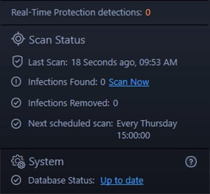 Systweak Antivirus Left Panel Home