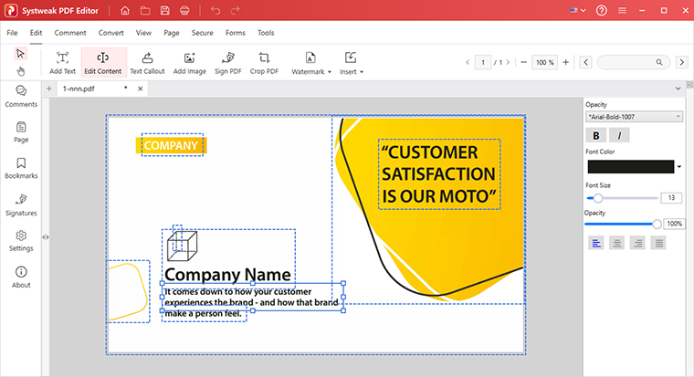 Open the PDF in Systweak PDF Editor