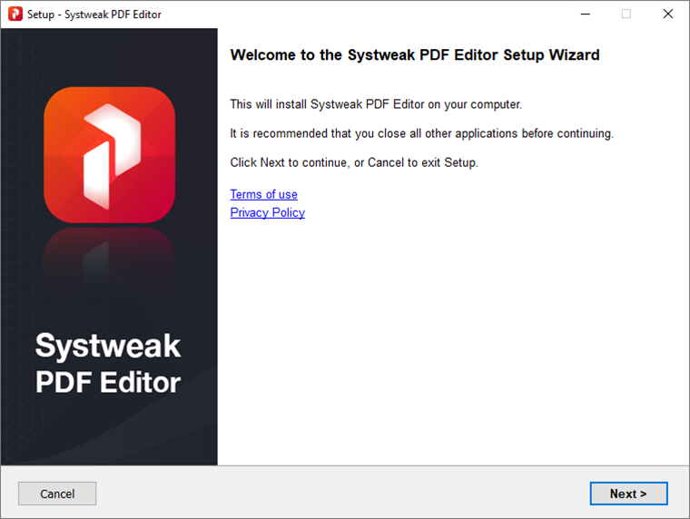 Setup Systweak PDF Editor on Windows