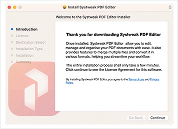 Open the Systweak PDF Editor package on Mac