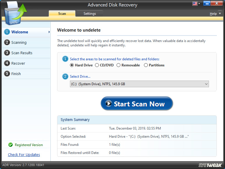 Advanced Disk Recovery Dashboard
