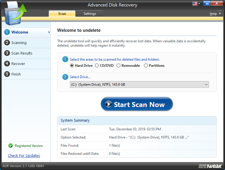 Advanced Disk Recovery Dashboard