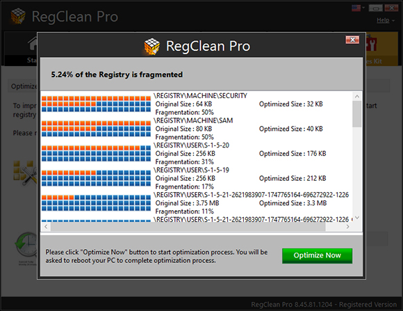 RegClean Pro Screen Shot