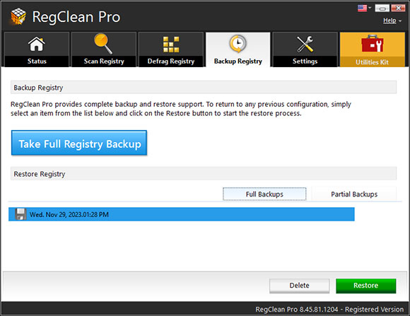 RegClean Pro Screen Shot