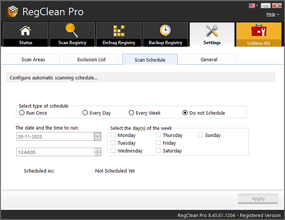 RegClean Pro Screen Shot