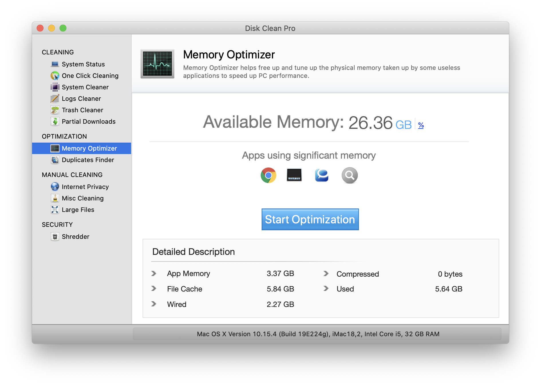 how to clean up application memory on mac