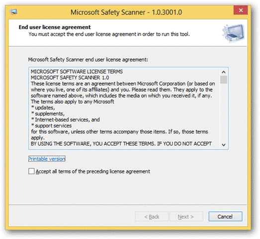 Microsoft Safety Scanner 1.0