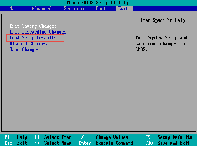Reset Bios Settings