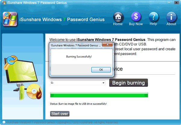 isunshare windows 7 password genius