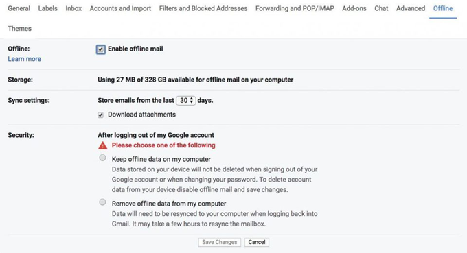 Offline mail details