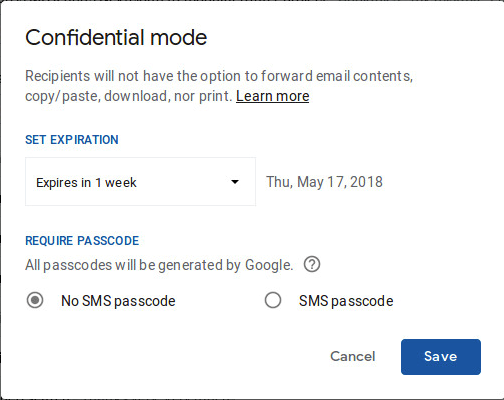 Confidential mode