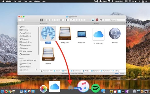 Airdrop on MacOS dock