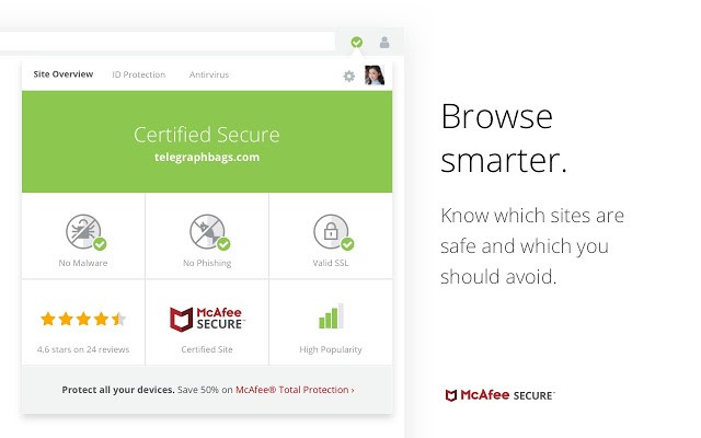 McAfee SECURE Safe Browsing